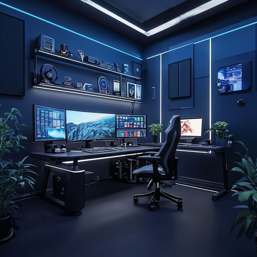 A clean workspace featuring a controller and low-key lighting for short gaming sessions